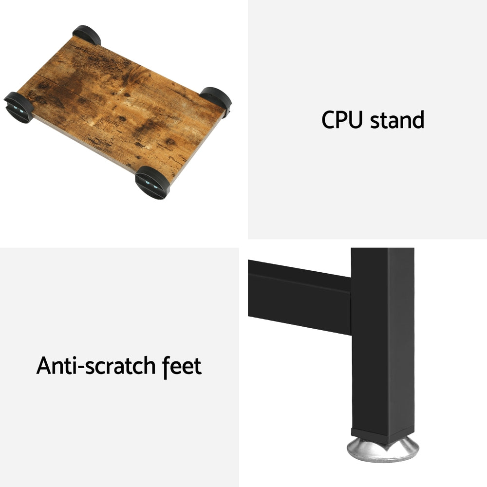 Artiss Computer Desk L-Shape CPU Stand Brown 147CM 6