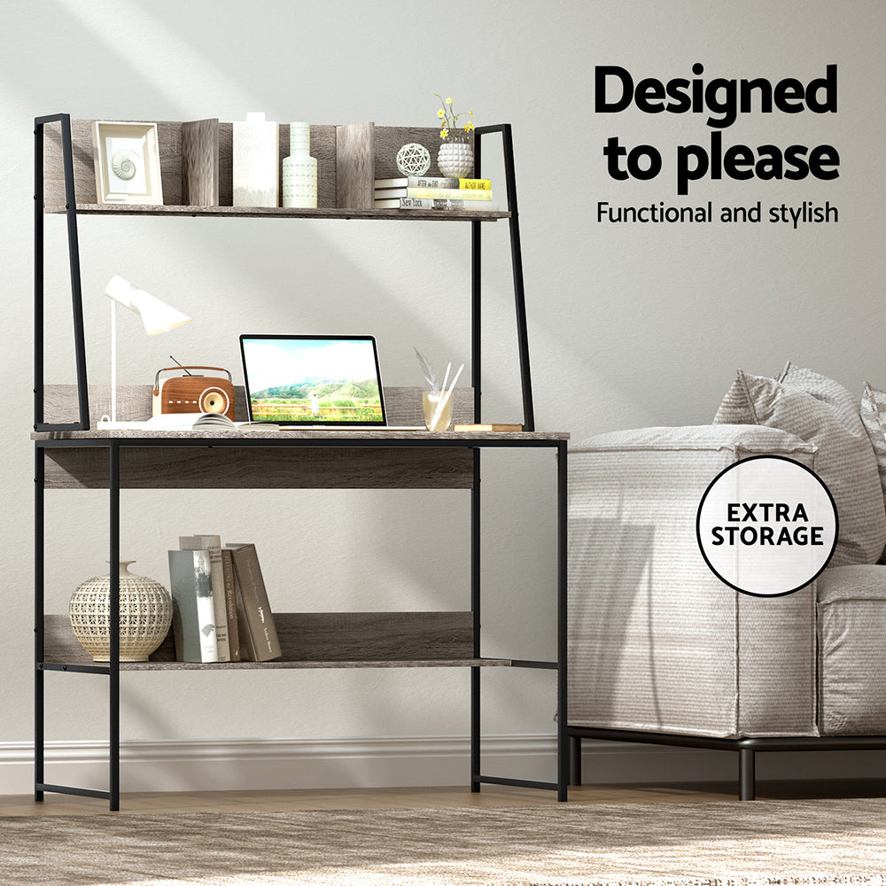 Artiss Computer Desk Bookshelf Storage Grey 100CM 4