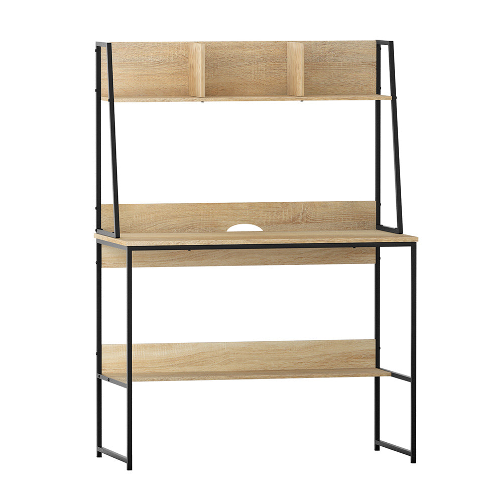 Artiss Computer Desk Bookshelf Storage 100CM Oak 7