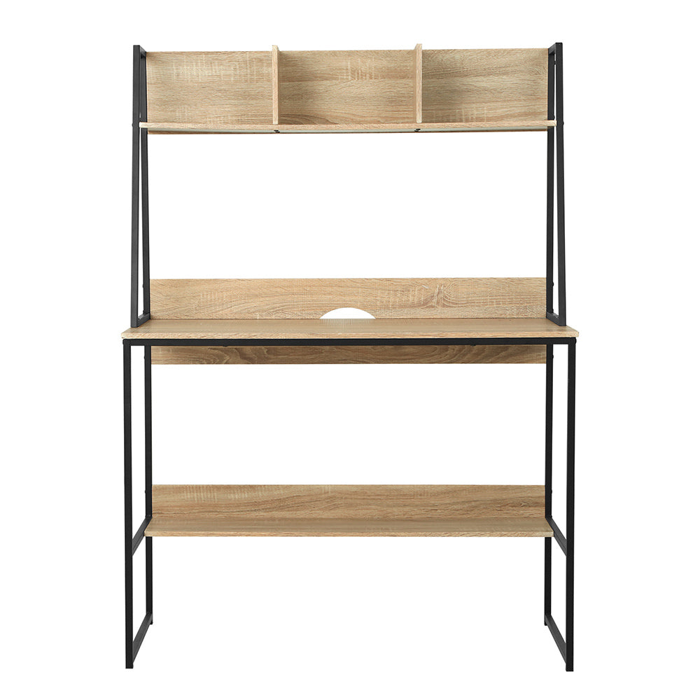 Artiss Computer Desk Bookshelf Storage 100CM Oak 3