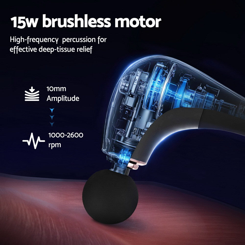 Everfit Massage Gun U-shaped Extended Handle Percussion Massager 4 Heads 4