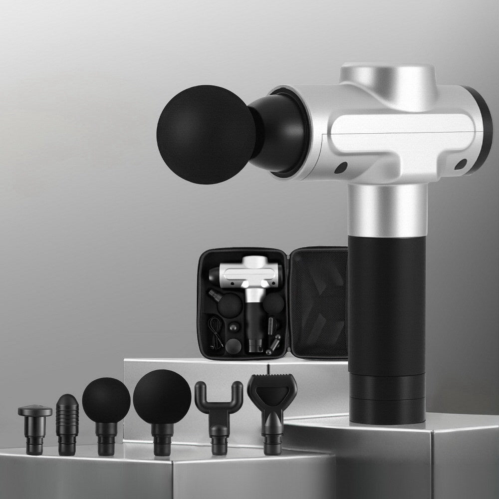 Everfit Massage Gun 30 Speed 6 Heads Vibration Muscle Massager Chargeable Silver 6