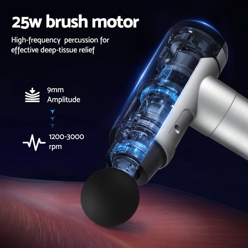 Everfit Massage Gun 30 Speed 6 Heads Vibration Muscle Massager Chargeable Black 4