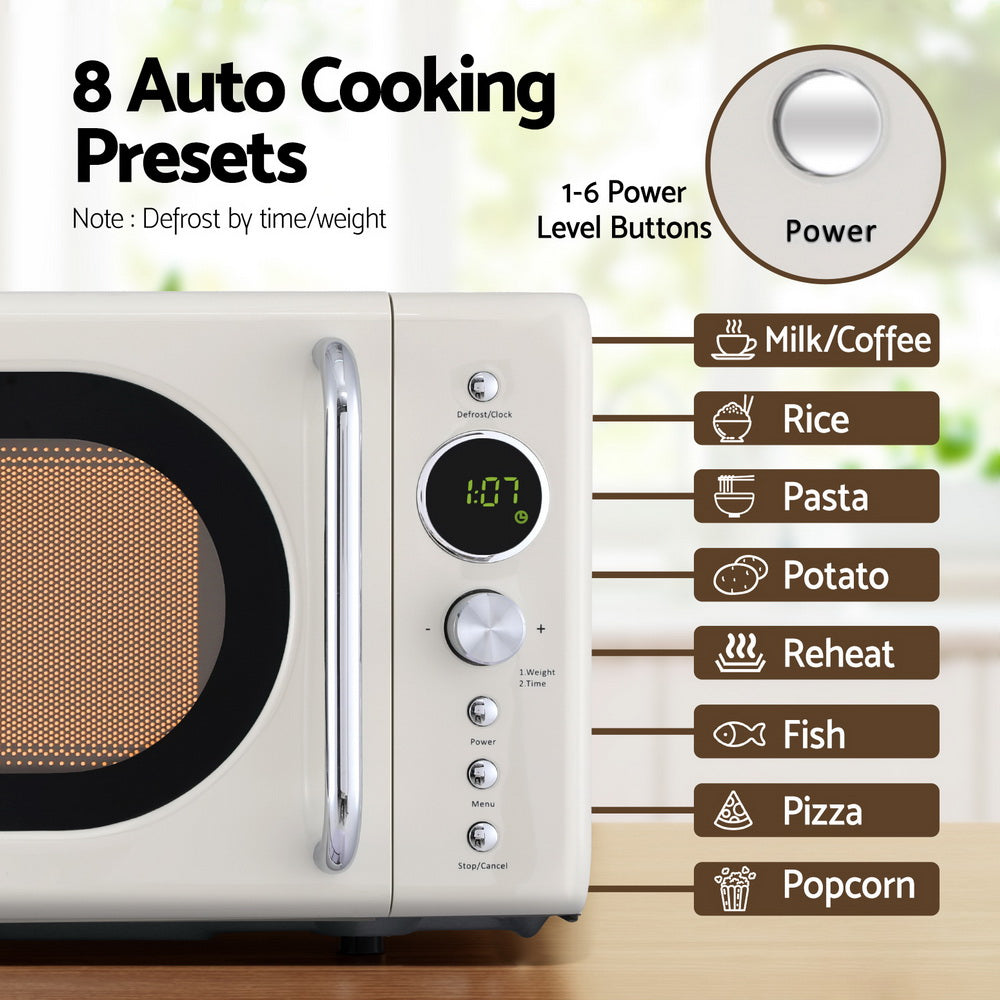 Devanti 20L Microwave Oven 700W Cream 4