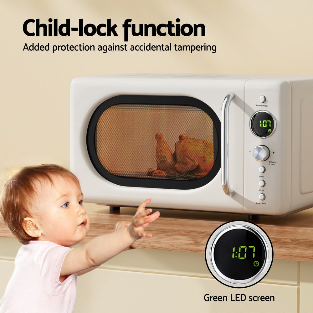 Devanti 20L Microwave Oven 700W Cream 6