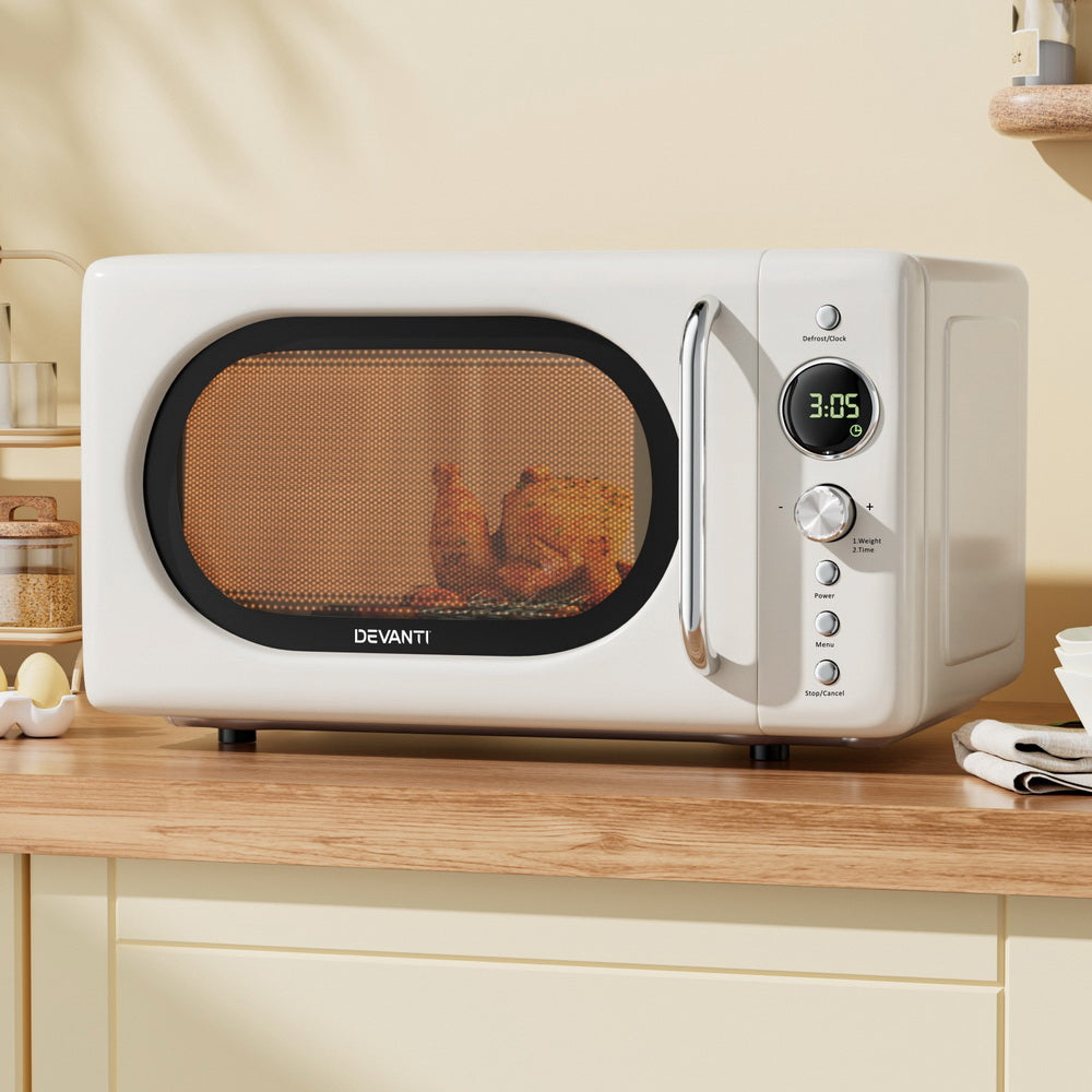 Devanti 20L Microwave Oven 700W Cream 7