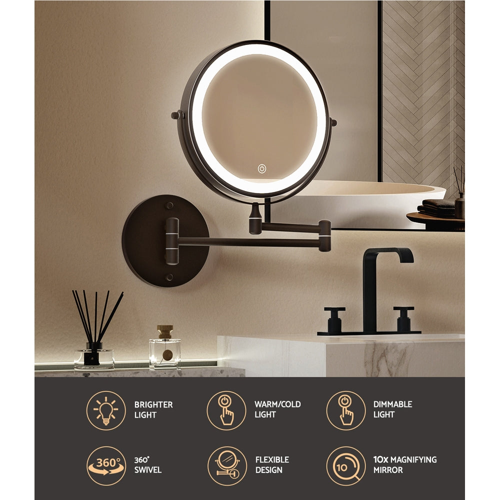 Embellir Extendable Makeup Mirror 10X Magnifying Double-Sided Bathroom Brown 4
