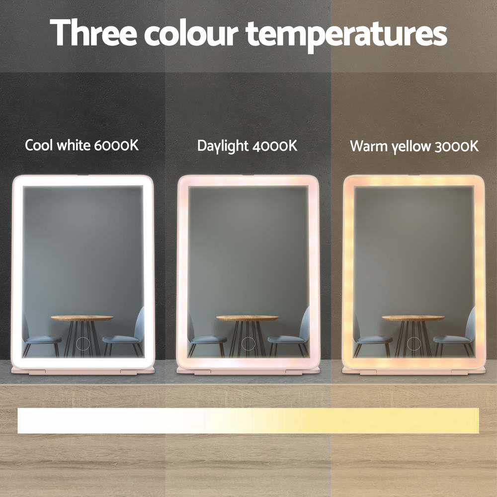 Embellir Compact Makeup Mirror w/ LED Light Portable Foldable Travel Beauty Pink 4