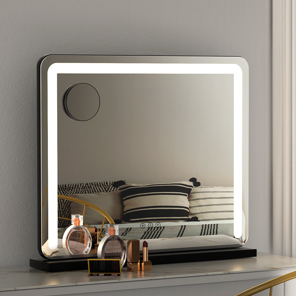 Embellir Makeup Mirror 60x50cm Hollywood Vanity with LED Light Tabletop Black 7