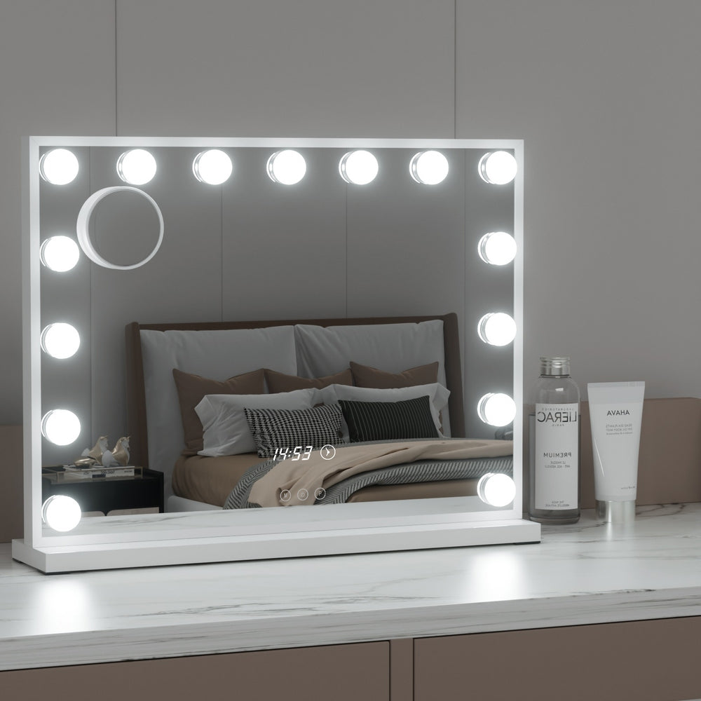 Embellir Makeup Mirror 58x45cm Hollywood Vanity with LED Light Tabletop White 7