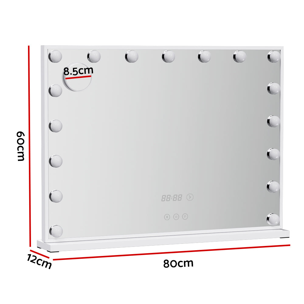 Embellir Makeup Mirror 80x60cm Hollywood Vanity with LED Light Tabletop White 3