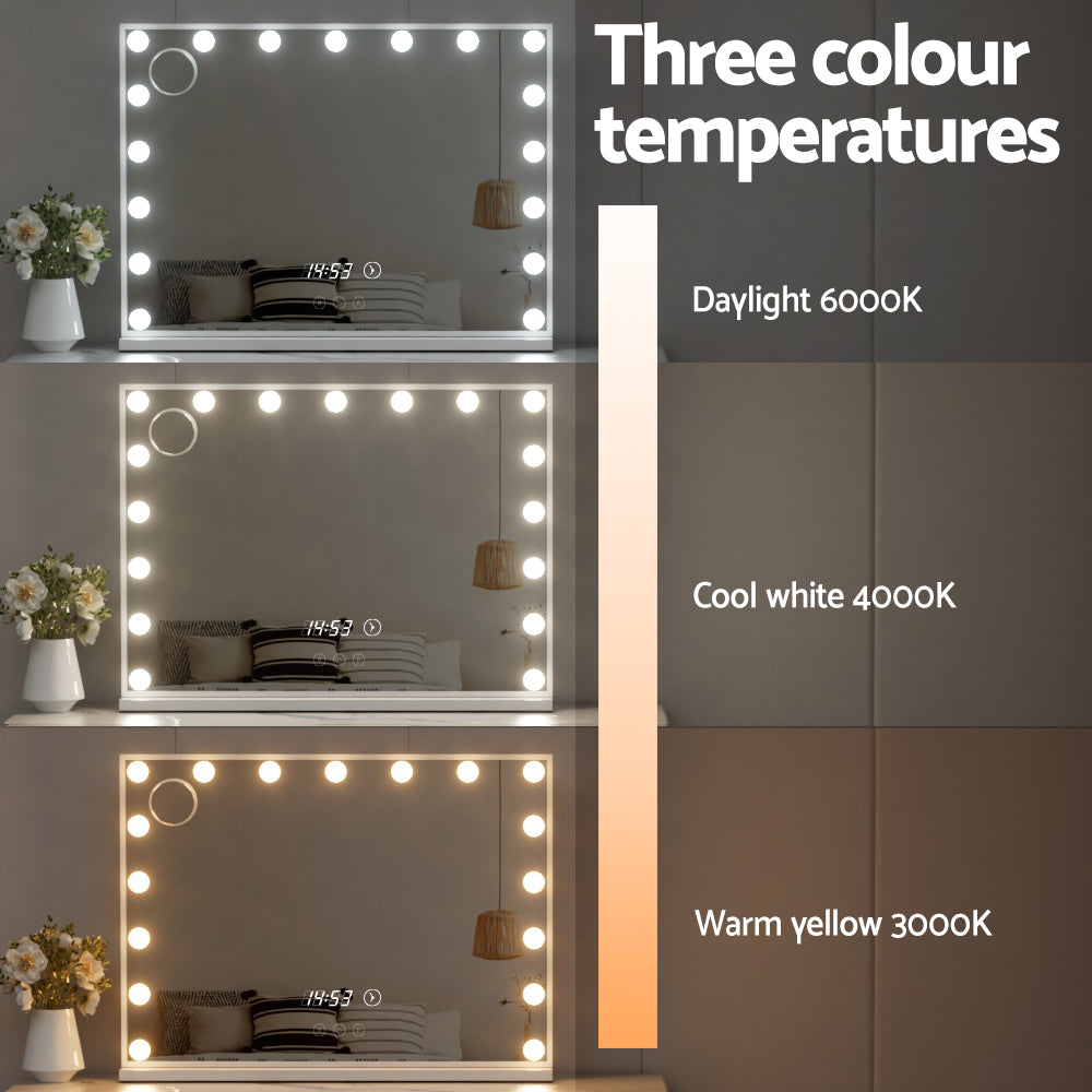 Embellir Makeup Mirror 80x60cm Hollywood Vanity with LED Light Tabletop White 6