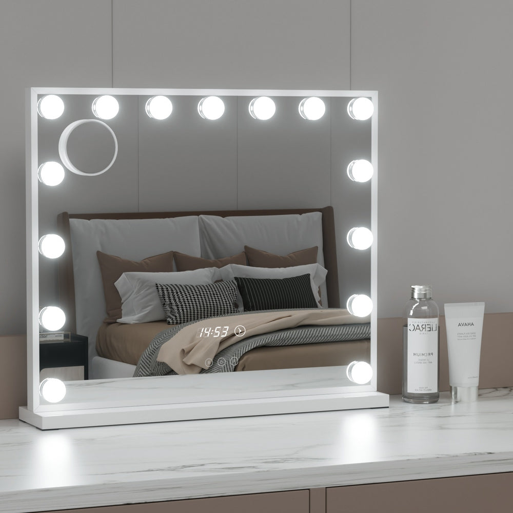Embellir Makeup Mirror 60x52cm Hollywood Vanity with LED Light Tabletop White 7