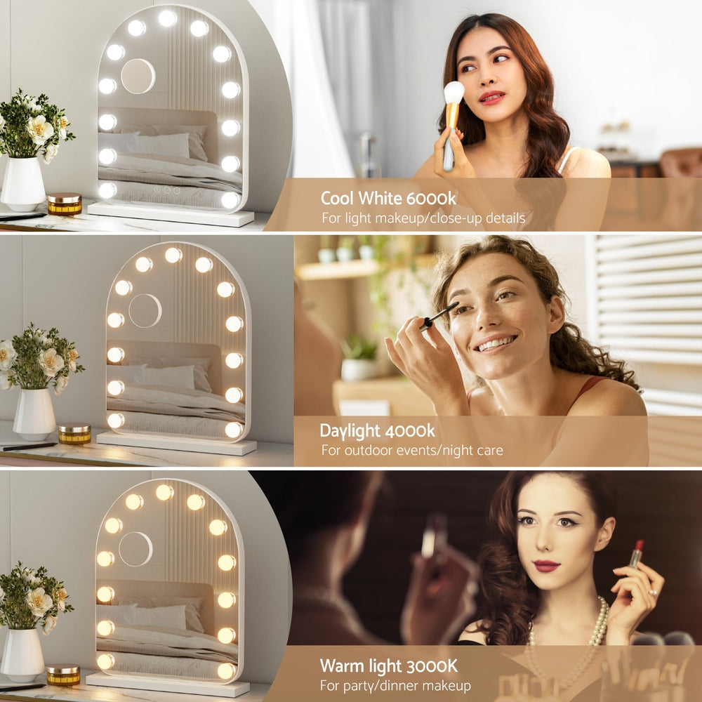 Embellir Makeup Mirror 40x50cm Dressing Vanity LED Bulb Light with 5x Magnification White Arch 5