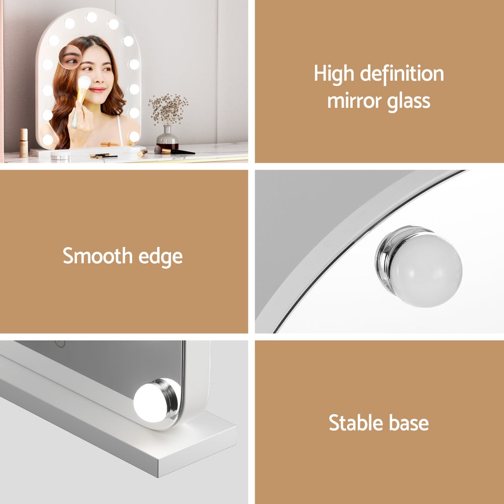 Embellir Makeup Mirror 40x50cm Dressing Vanity LED Bulb Light with 5x Magnification White Arch 6