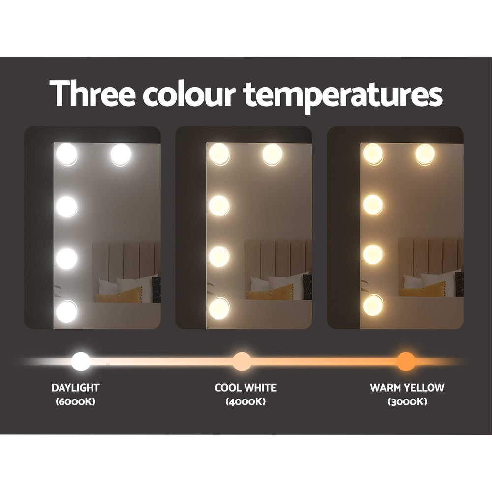 Embellir Bluetooth Makeup Mirror 58x46cm Hollywood Vanity with LED Light Wall 6