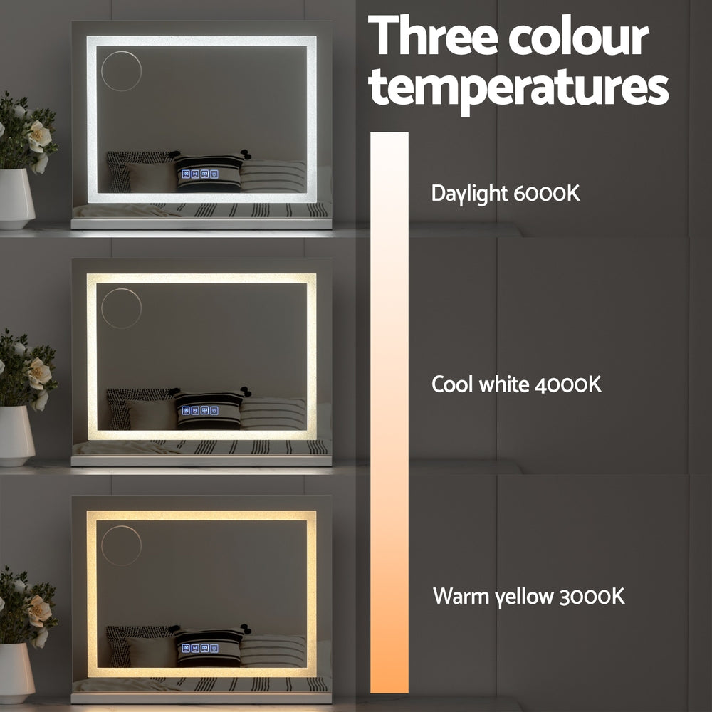Embellir Bluetooth Makeup Mirror 58x46cm Hollywood Vanity with LED Light Crystal 5