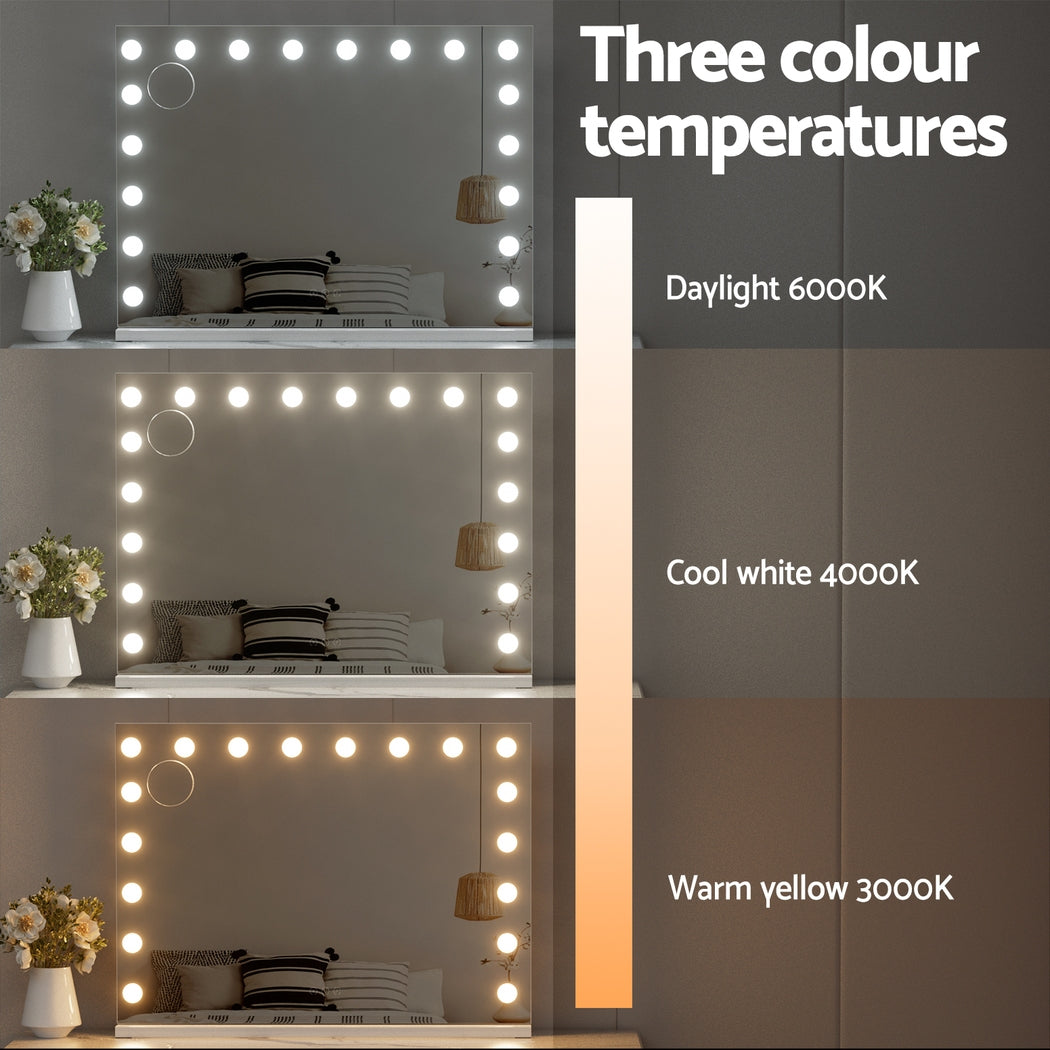Embellir Makeup Mirror 80x58cm Hollywood Vanity with LED Light Tabletop Wall 5