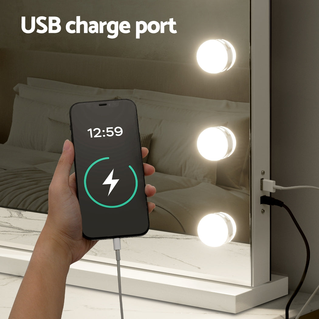 Embellir Makeup Mirror 80x58cm Hollywood Vanity with LED Light Tabletop Wall 6