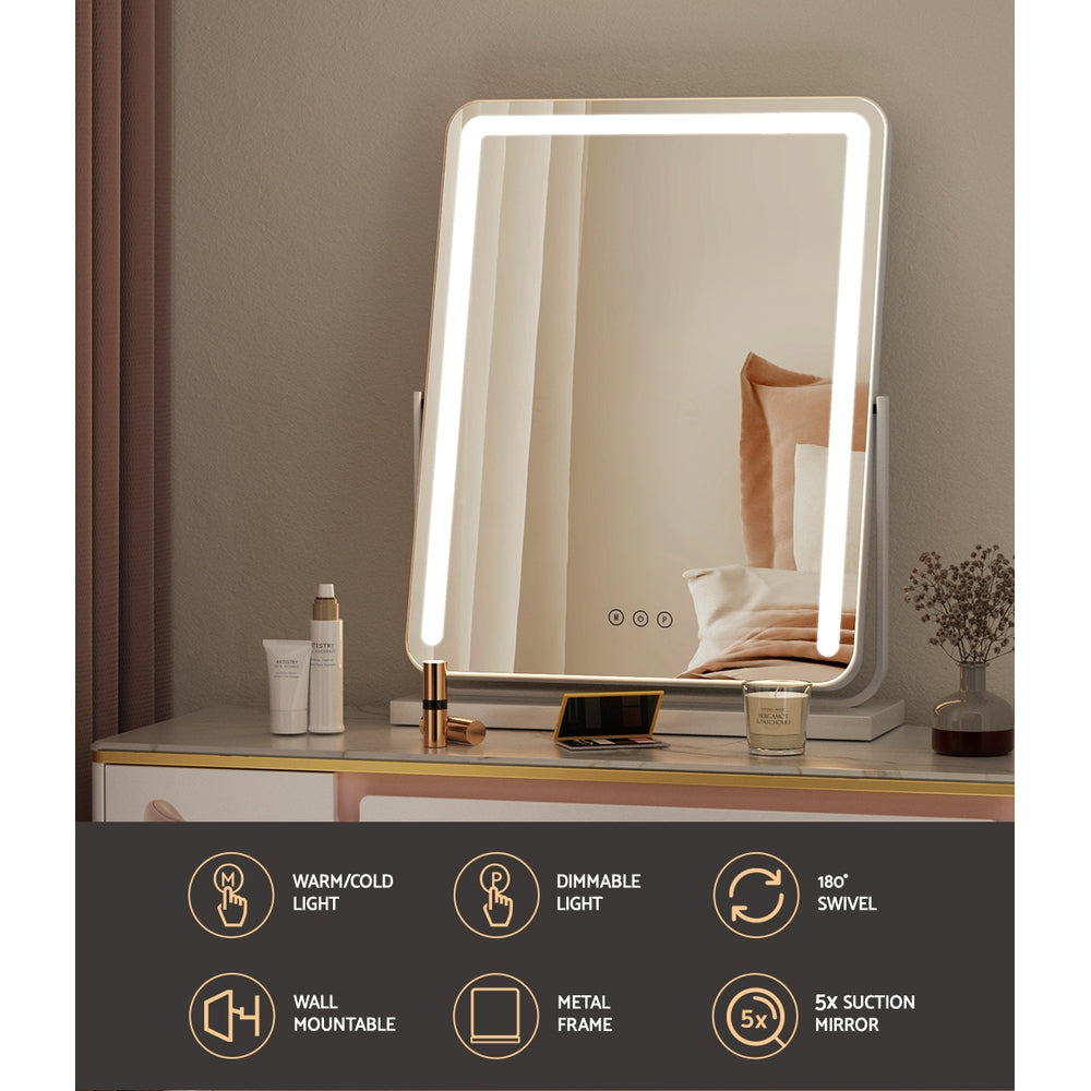 Embellir Makeup Mirror 40x50cm Hollywood Vanity with LED Light Strip Rotation 4