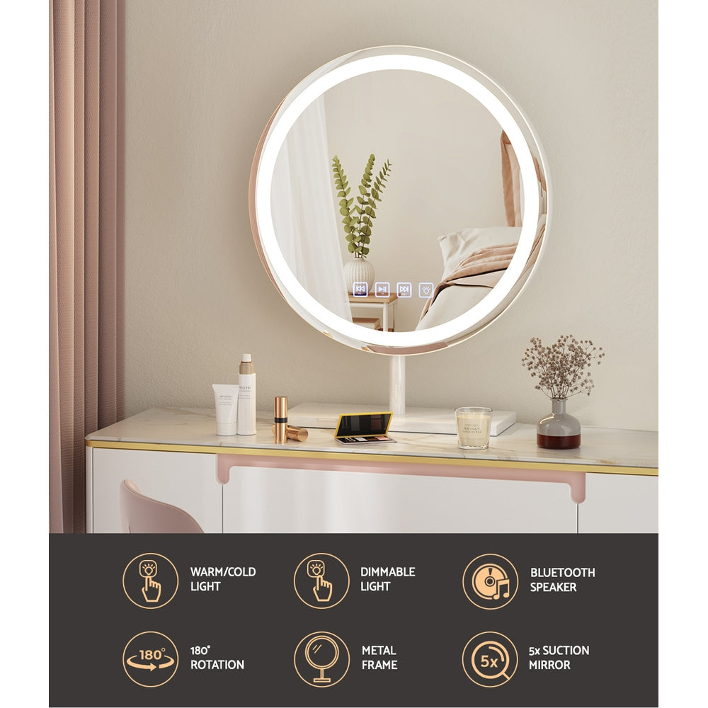 Embellir Makeup Mirror 40x40cm Hollywood Vanity with LED Light Tabletop Round 4