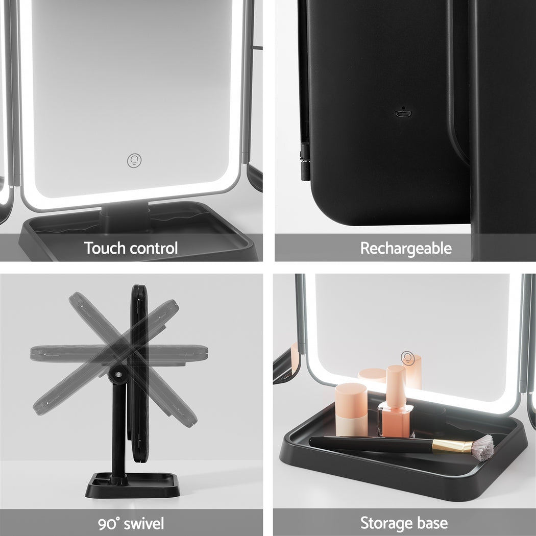 Embellir LED Makeup Mirror Tri-fold Lighted Vanity Mirrors 1X2X3X Magnifications 7