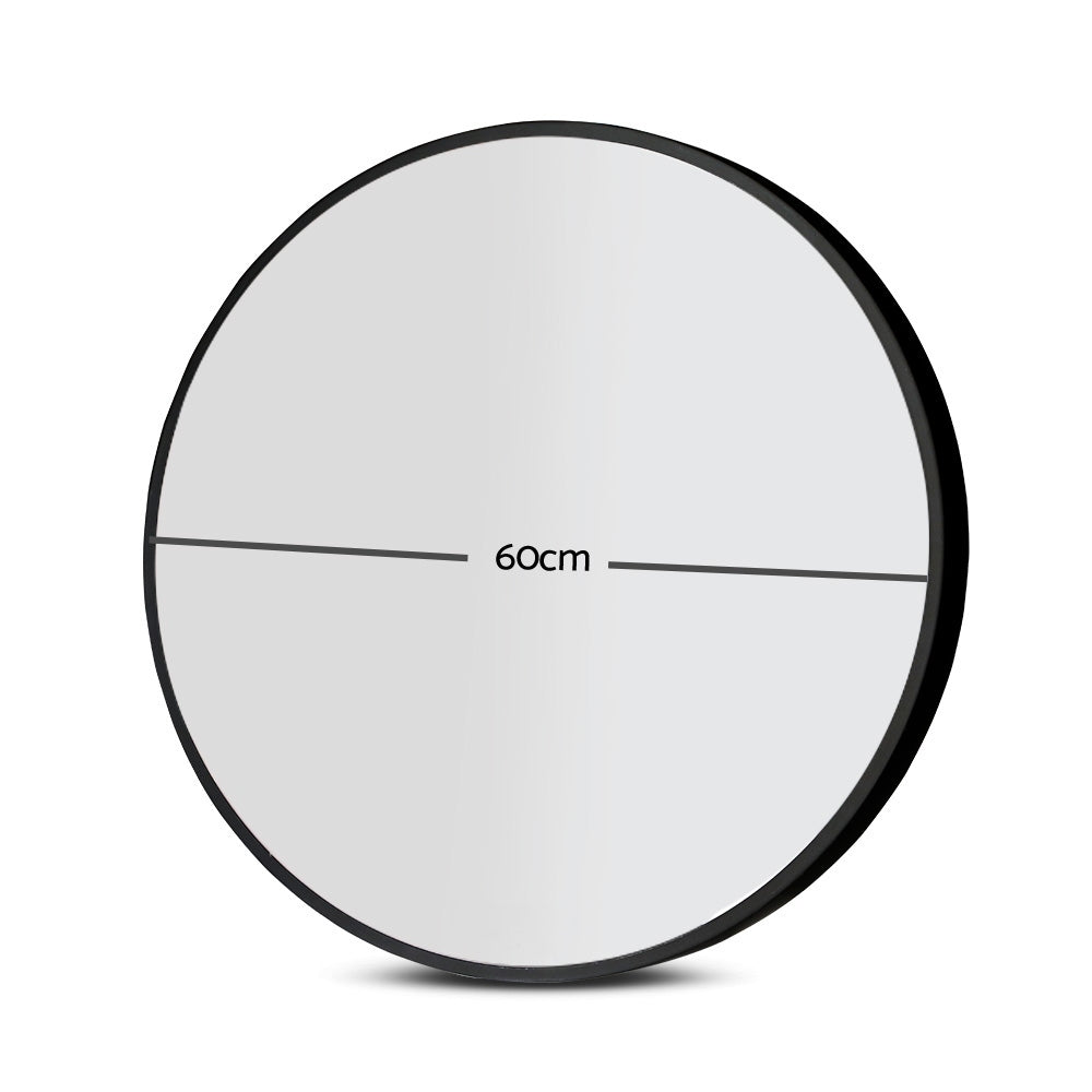 Embellir 2 Wall Mirror Makeup 60cm Home Decor Framed Mirrors Bathroom Round Black