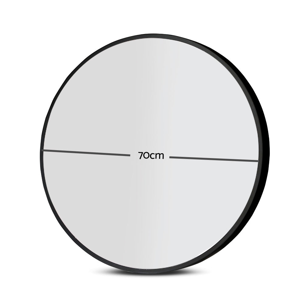 Embellir 2 Wall Mirror Makeup 70cm Home Decor Framed Mirrors Bathroom Round Black