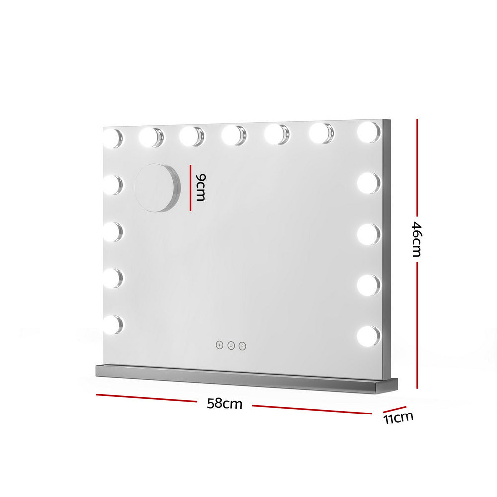 Embellir Makeup Mirror 58x46cm Hollywood Vanity with LED Light Tabletop Wall