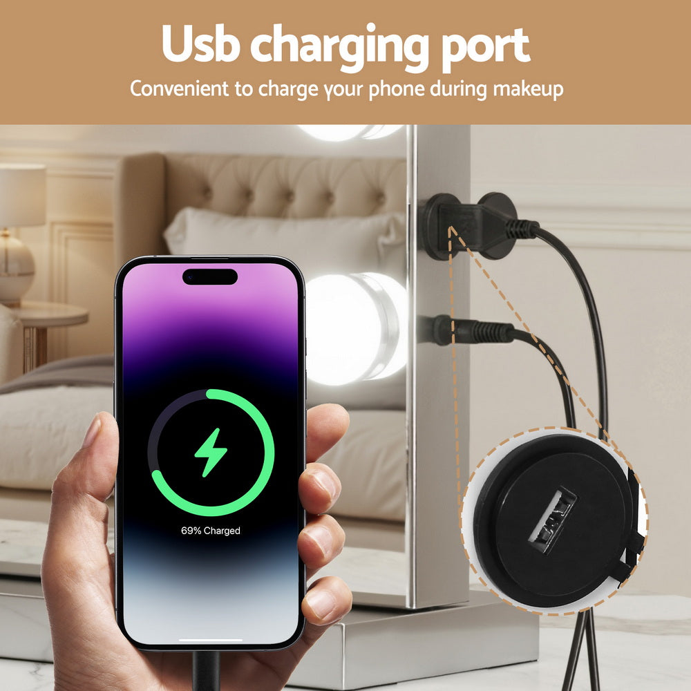 Embellir Makeup Mirror 58x46cm Hollywood Vanity with LED Light Tabletop Wall 6