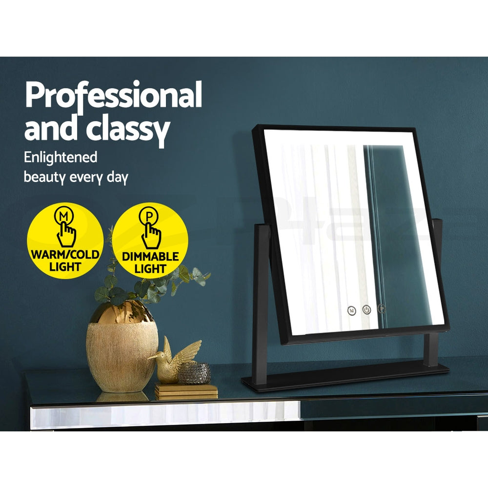 Embellir Makeup Mirror 25x30cm Hollywood Vanity with LED Light Rotation Black 4