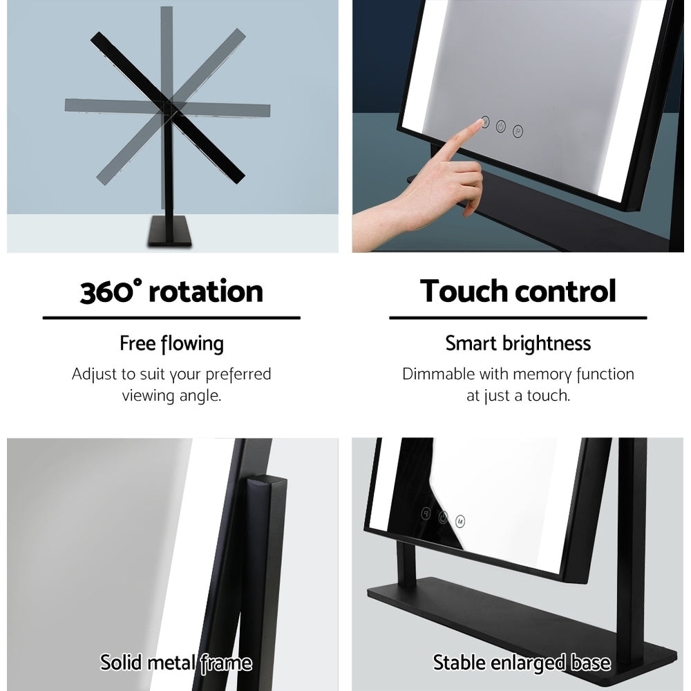 Embellir Makeup Mirror 25x30cm Hollywood Vanity with LED Light Rotation Black 6