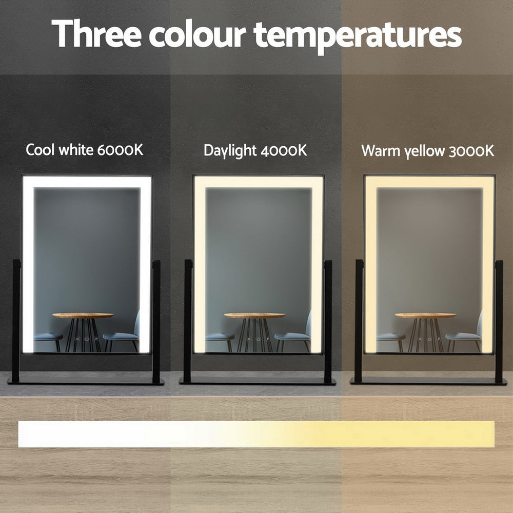 Embellir Makeup Mirror 30x40cm Hollywood Vanity with LED Light Rotation Black 4