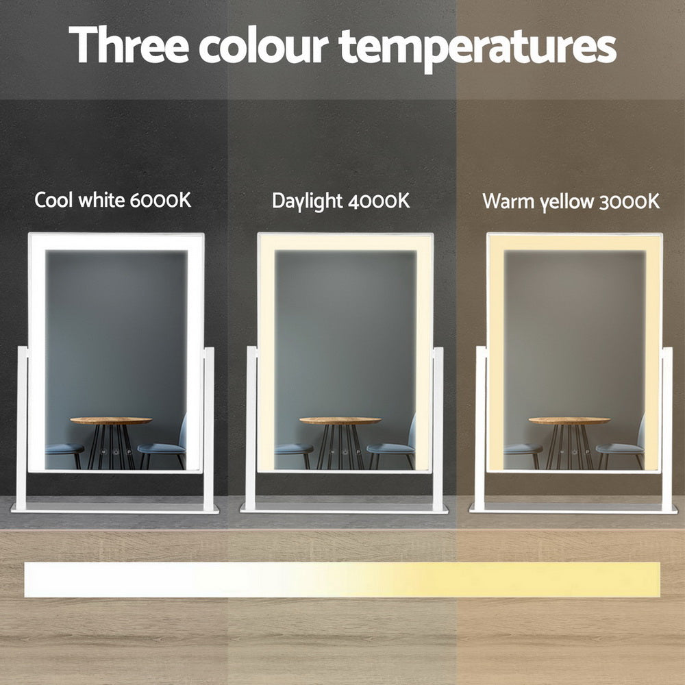 Embellir Makeup Mirror 30x40cm Hollywood Vanity with LED Light Rotation White 4