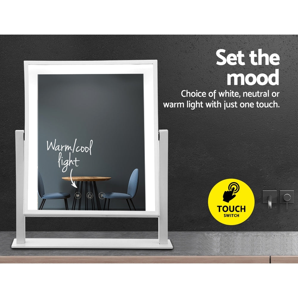 Embellir Makeup Mirror 30x40cm Hollywood Vanity with LED Light Rotation White 5