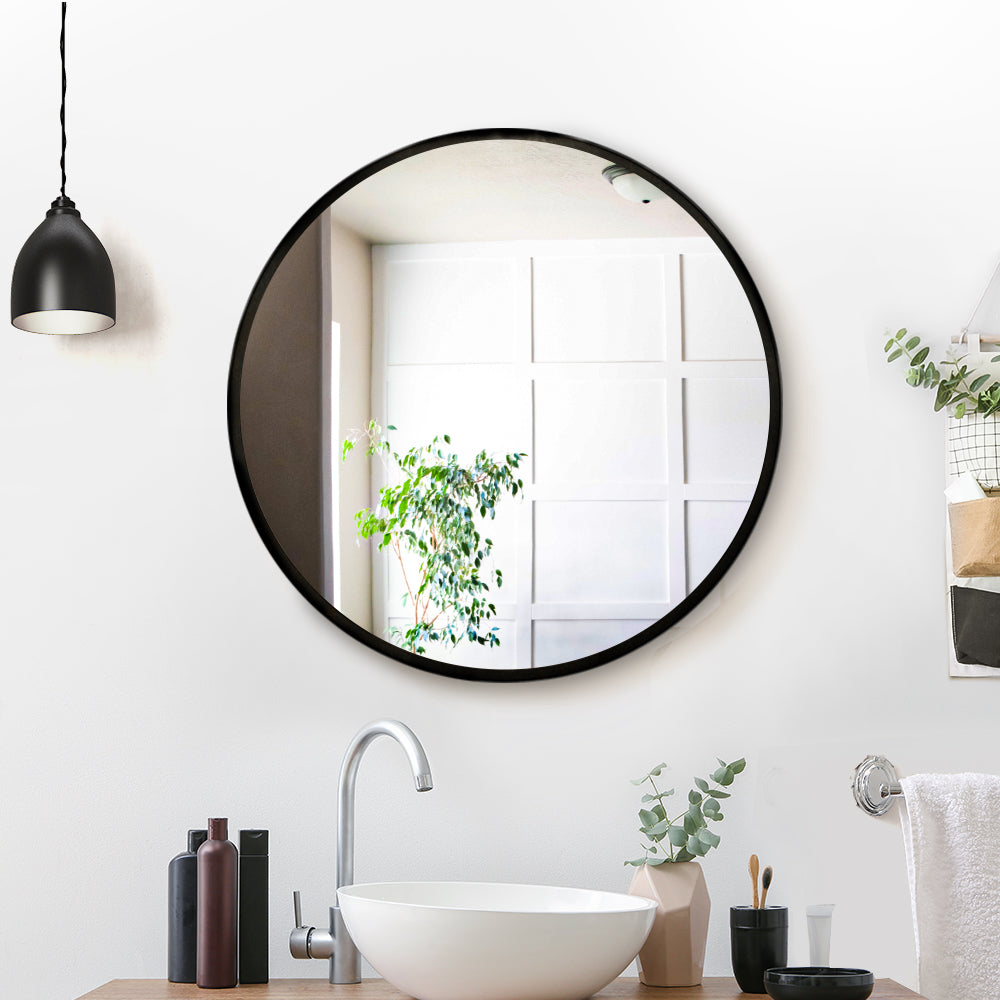 Embellir Wall Mirror Makeup 50cm Home Decor Framed Mirrors Bathroom Round Black 7