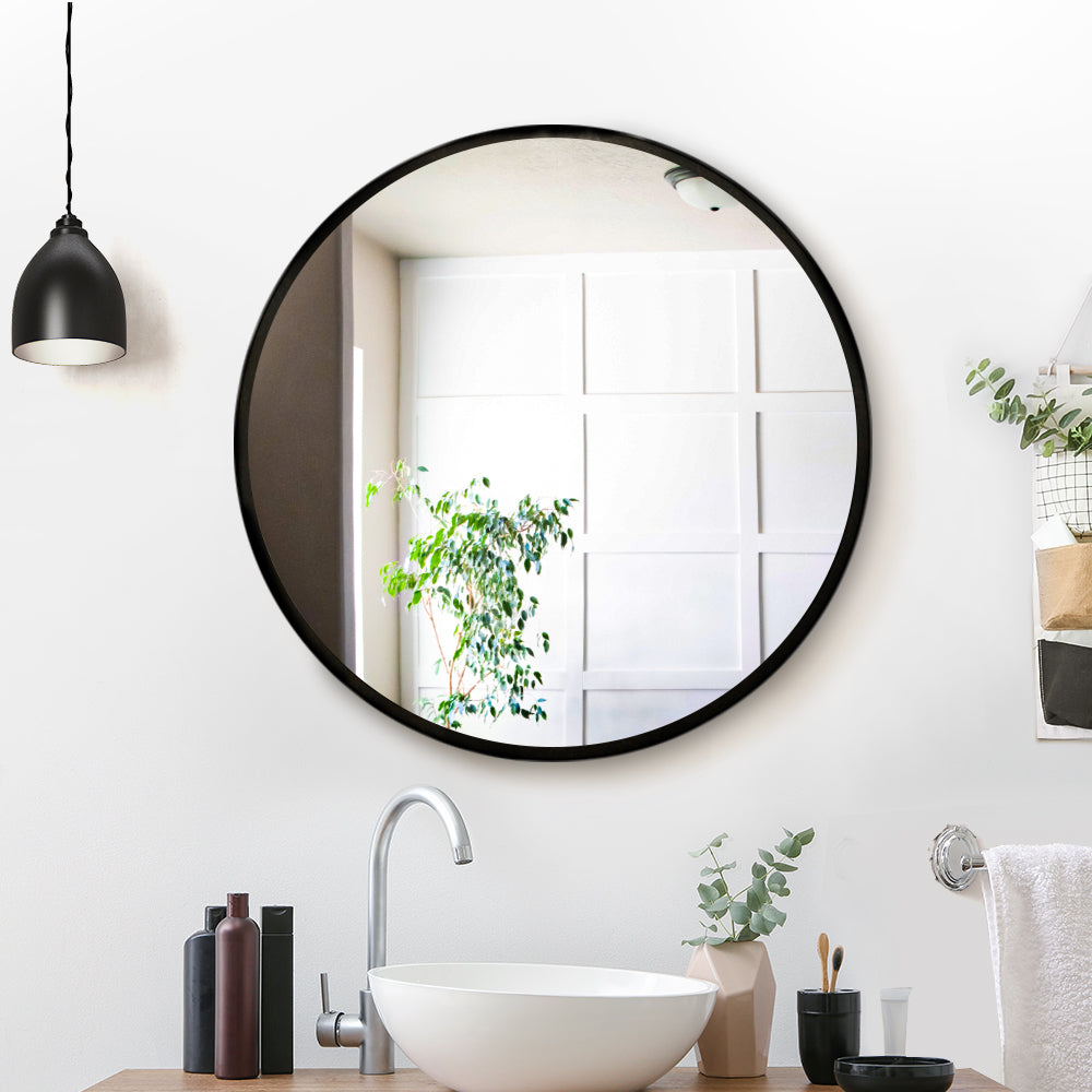 Embellir Wall Mirror Makeup 60cm Home Decor Framed Mirrors Bathroom Round Black 7