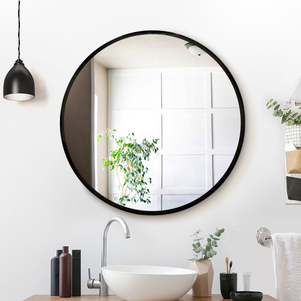 Embellir Wall Mirror Makeup 70cm Home Decor Framed Mirrors Bathroom Round Black 7