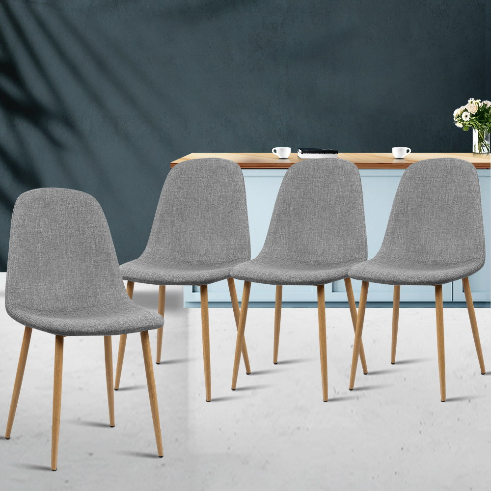 Artiss Dining Chairs Set of 4 Linen Curved Slope Grey 8