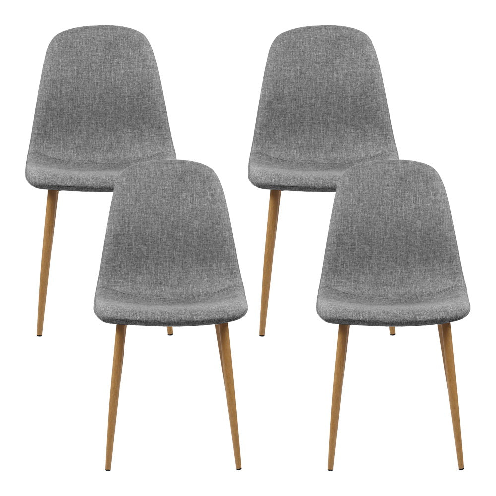 Artiss Dining Chairs Set of 4 Linen Curved Slope Grey 3