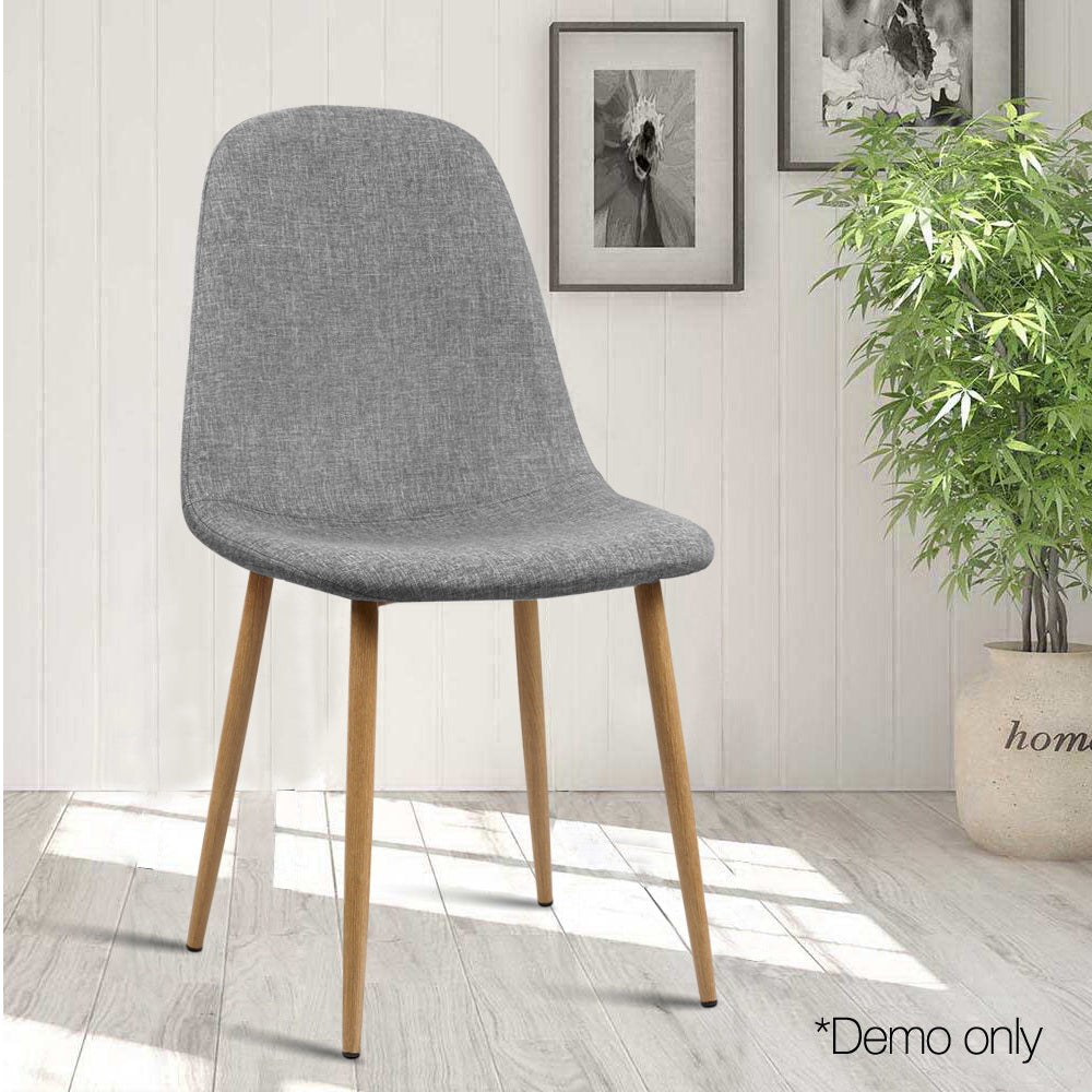 Artiss Dining Chairs Set of 4 Linen Curved Slope Grey 6