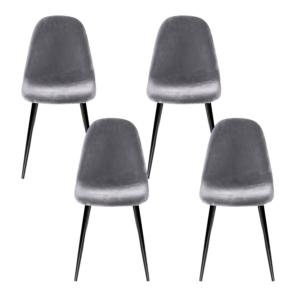 Artiss Dining Chairs Set of 4 Velvet Curved Slope Grey 3