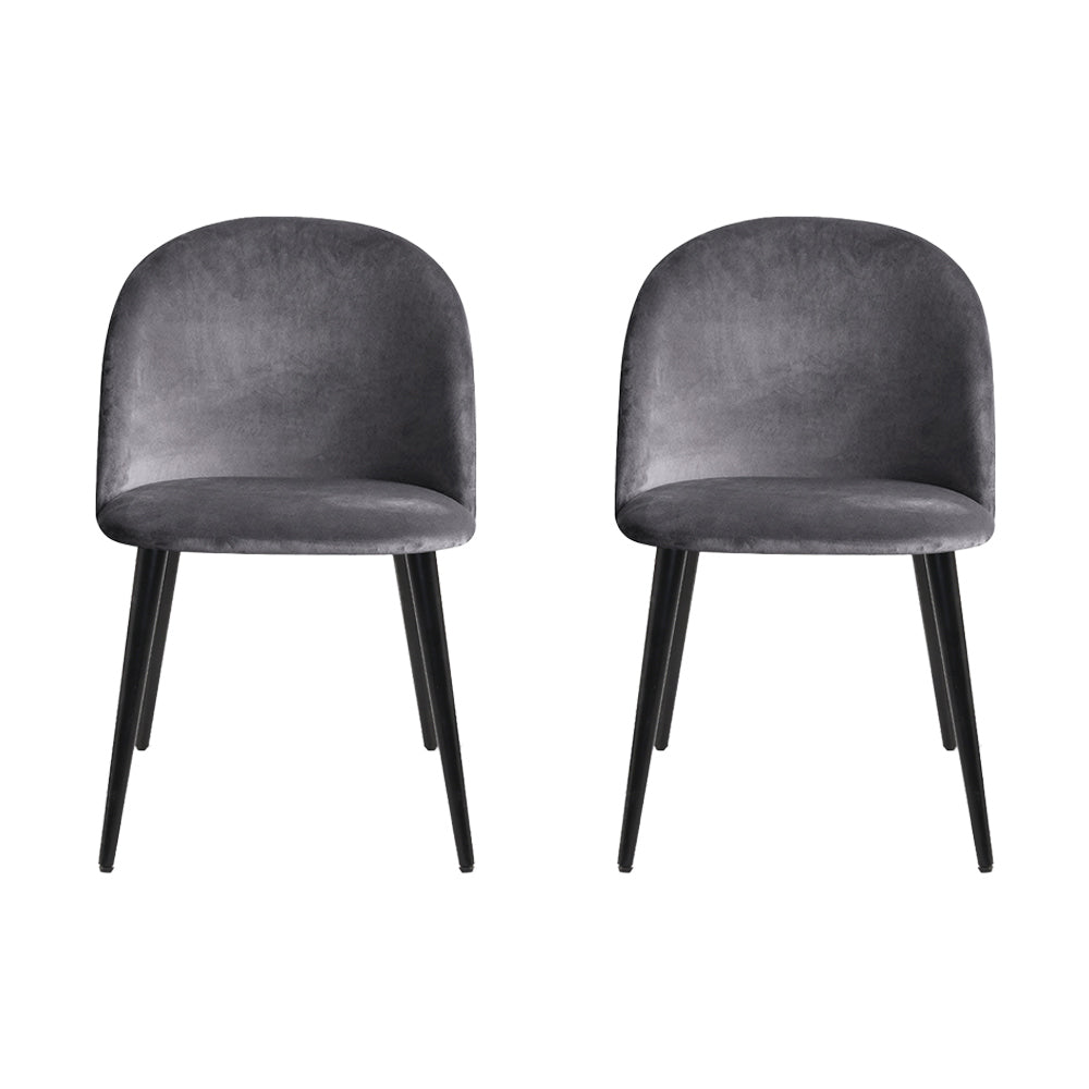 Artiss Dining Chairs Set of 2 Velvet Solid Curved Dark Grey 3
