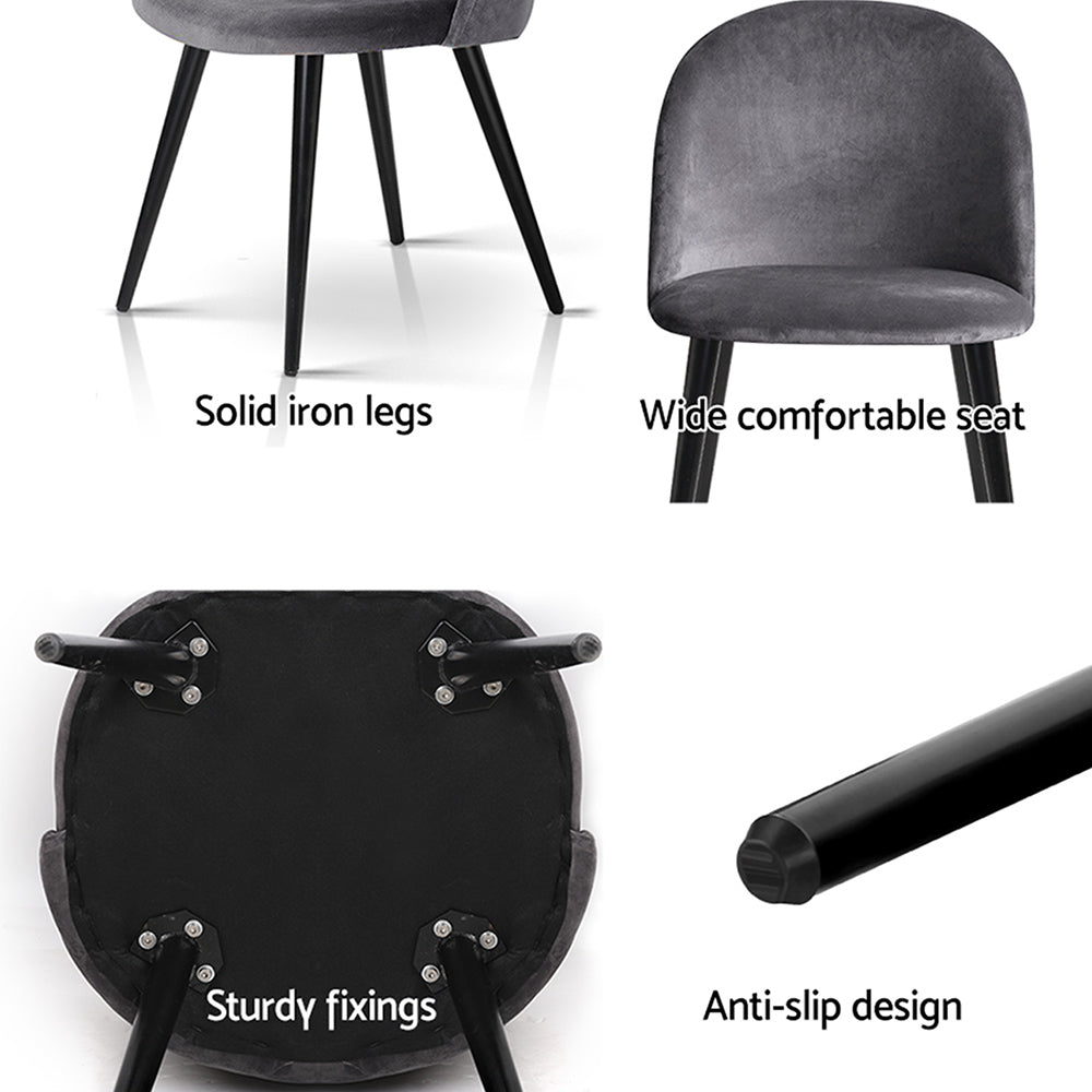 Artiss Dining Chairs Set of 4 Velvet Solid Curved Dark Grey 5
