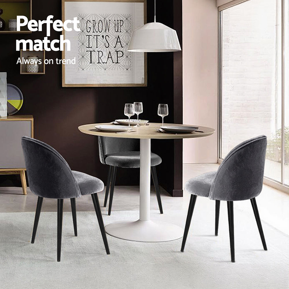 Artiss Dining Chairs Set of 4 Velvet Solid Curved Dark Grey 6