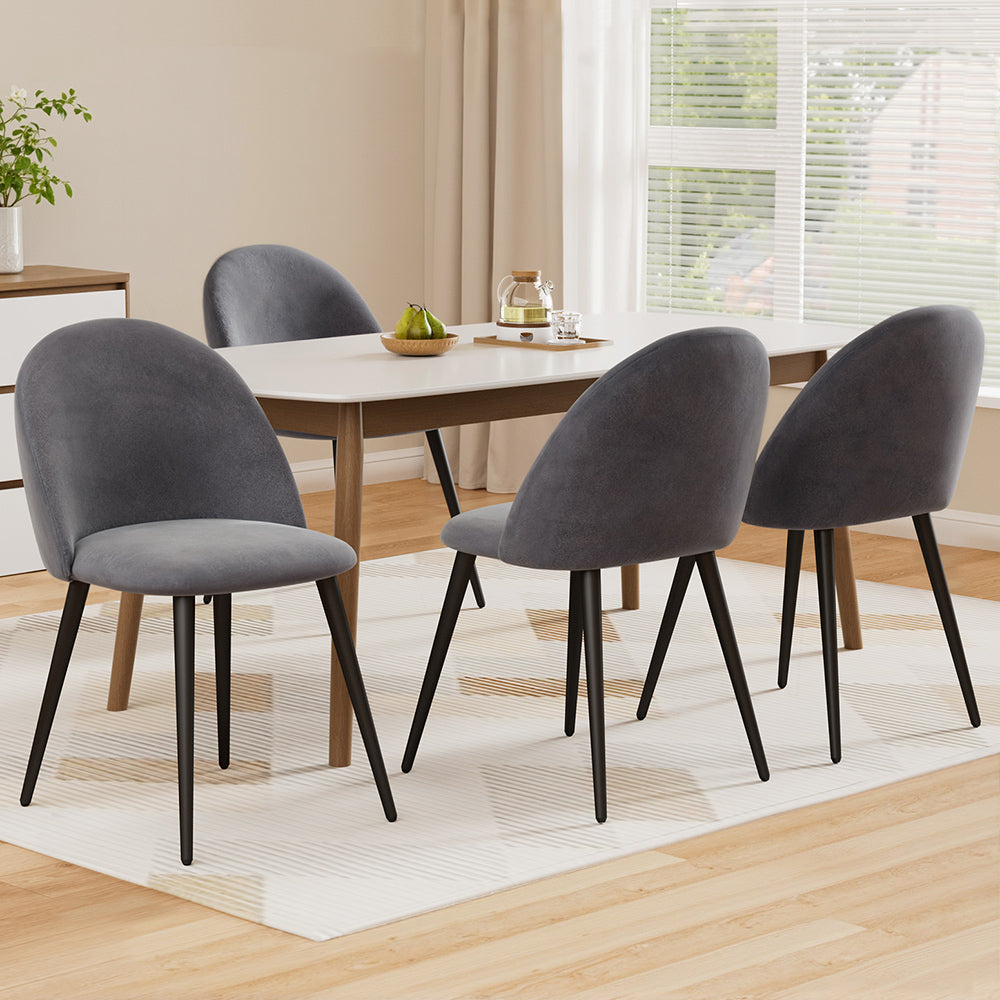 Artiss Dining Chairs Set of 4 Velvet Solid Curved Dark Grey 7