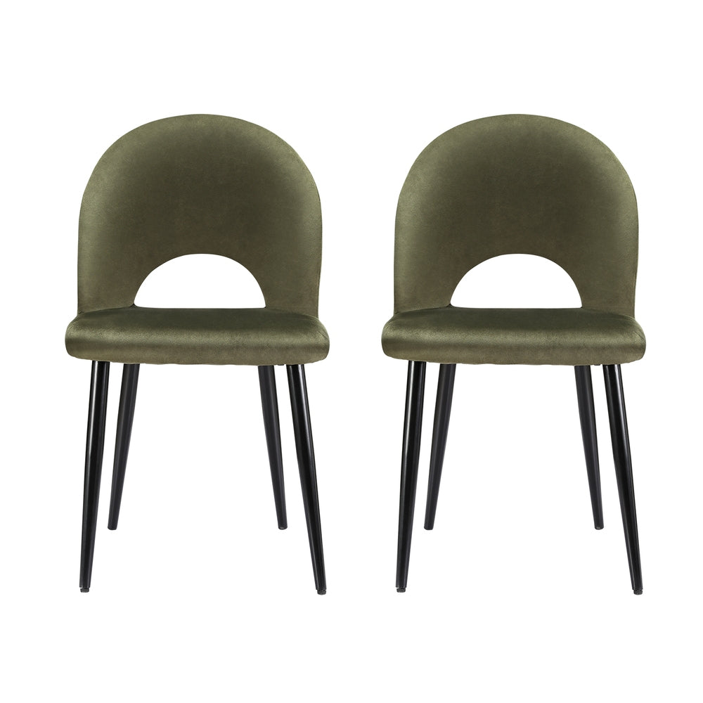 Artiss Dining Chairs Set of 2 Velvet Hollow Green 3