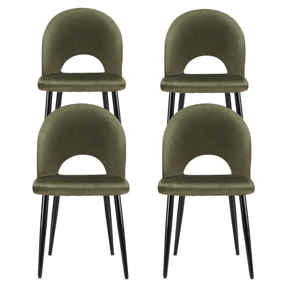 Artiss Dining Chairs Set of 4 Velvet Hollow Green 3