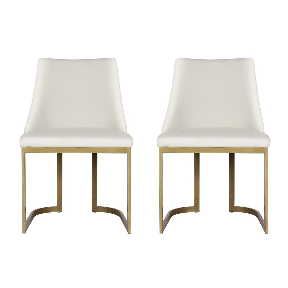 Artiss Dining Chairs Set of 2 Linen Fabric Frame Beige 3