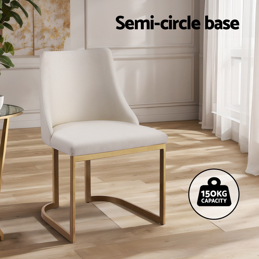 Artiss Dining Chairs Set of 2 Linen Fabric Frame Beige 4